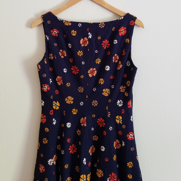 Vintage 80s Mod Floral Button Front Midi Dress - Picture 11 of 12